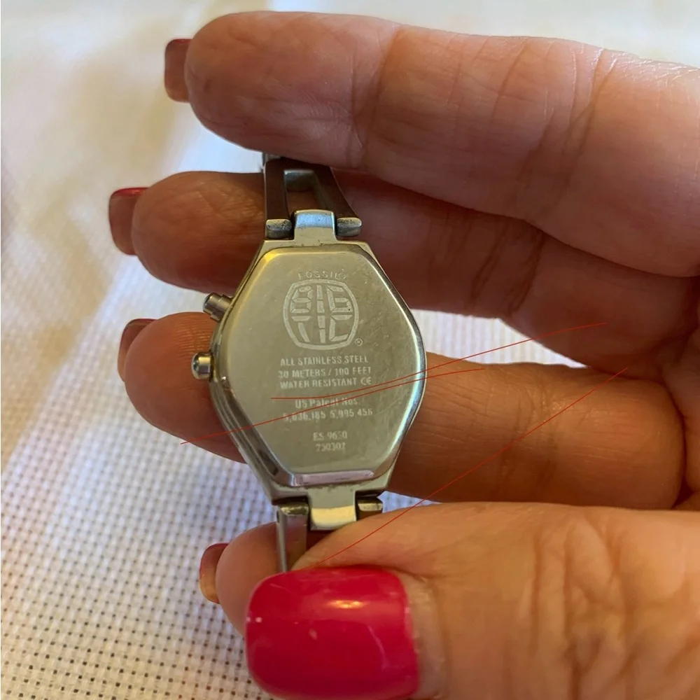 Fossil  Women’s Big Tic Silver Watch with Pink Accents